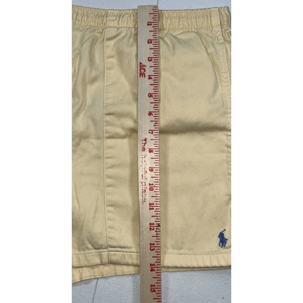 Vintage Polo Ralph Lauren Butter Yellow Shorts Purple Pony Womens Large USA MADE